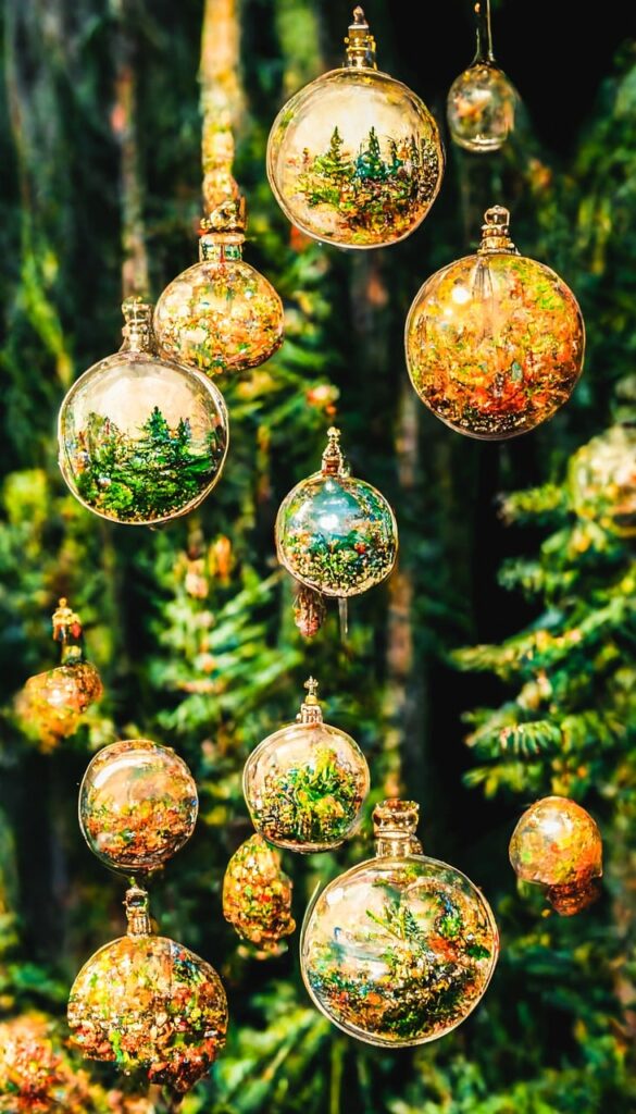 ai generated, fantasy, christmas balls, decoration, forest, trees, christmas tree, detail, ai generated, nature, ai generated, ai generated, ai generated, ai generated, christmas tree