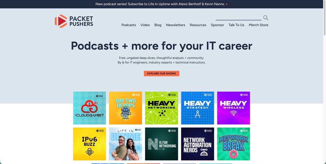 Packet Pushers logo plus network waveform