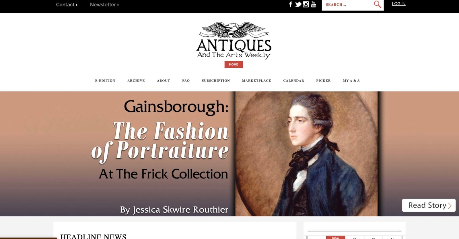 Antiques and The Arts Weekly — example front page